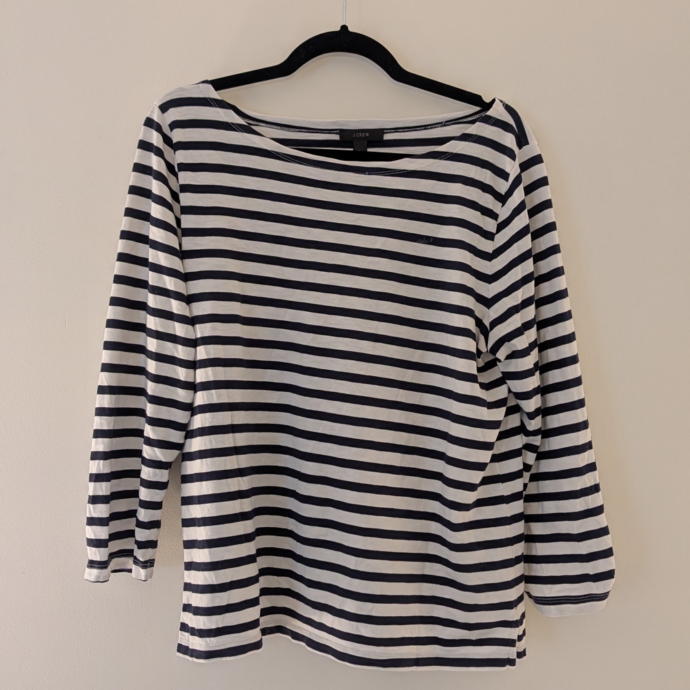 J. Crew Navy and White Striped Long Sleeve Tee